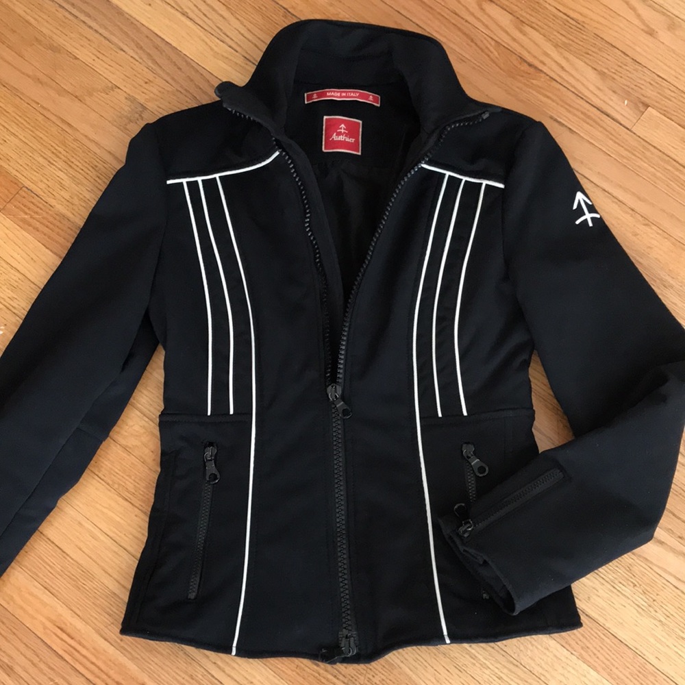 Authier Italian designer luxury tessuto ski jacket resort quality; sleek & sexy